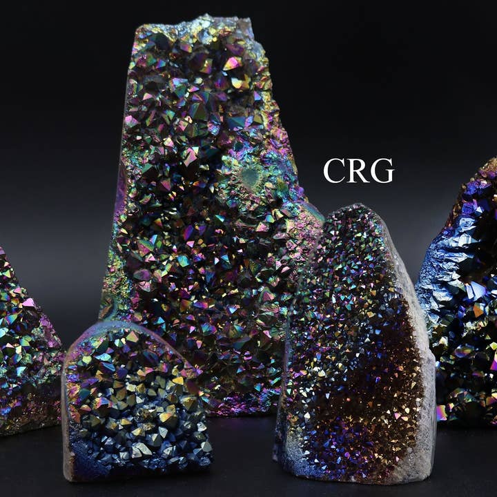 LOTTO DA 3 KG - Titanium Amethyst Druzy con base tagliata/2-6" Avg per la vendita all'ingrosso da parte di Crystal River Gems LLC