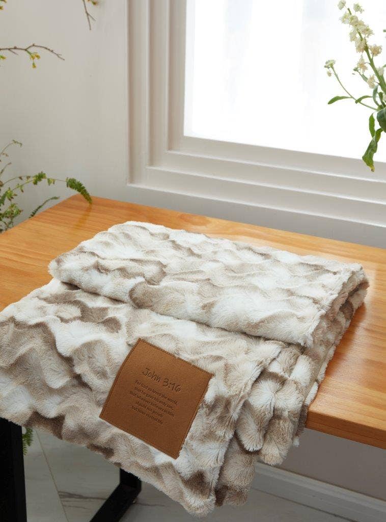 Duke Imports - Wholesale Throw Blanket - "For God So Loved the World" 1-Ply Faux Fur Patch Throw4