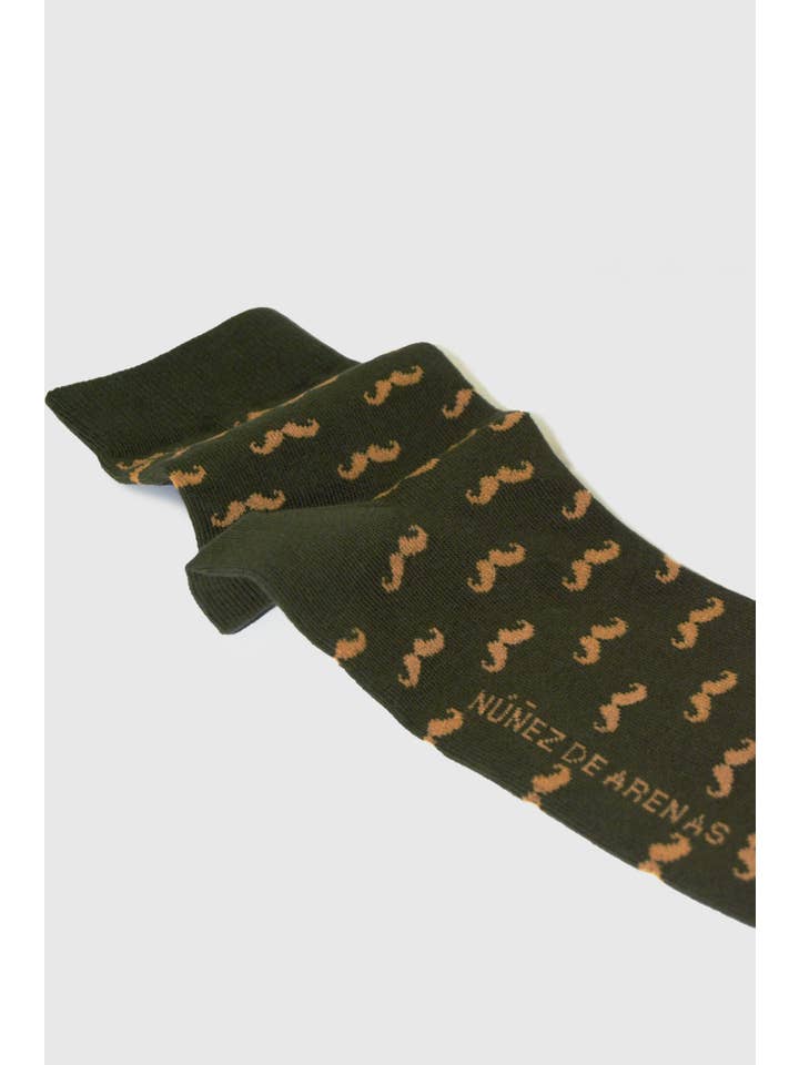 Green Cotton Socks with Mustache Print – Adult for wholesale on Faire1