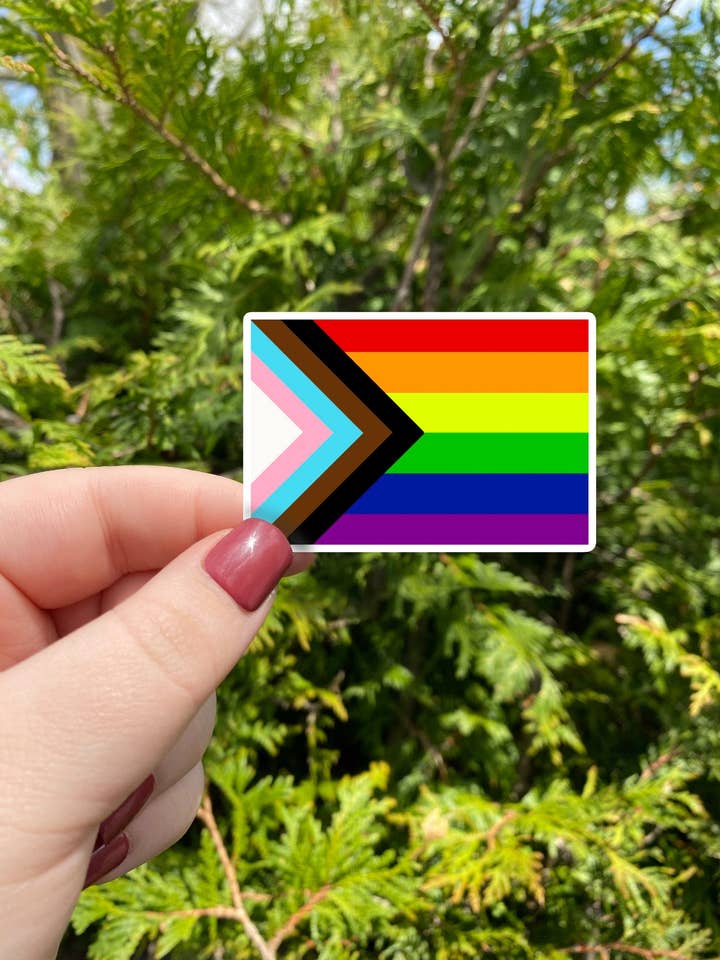 Adesivos de orgulho | Progress Pride Daniel Quasar | Lésbicas | Transgênero | Não binário | Intersexo | Etiqueta do orgulho | Ímã | Receitas doadas por atacado de Rising River Co