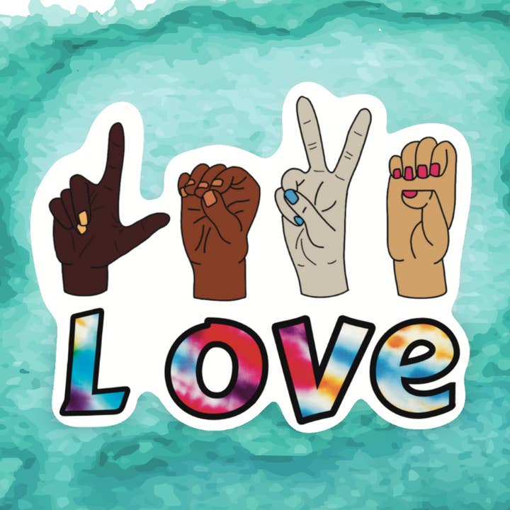 Autocollant Love ASL pour la vente par Blonde owl designs