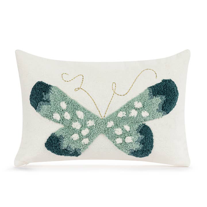Blue Butterfly Rectangular Accent Pillow - 18x12in for wholesale by DEMDACO