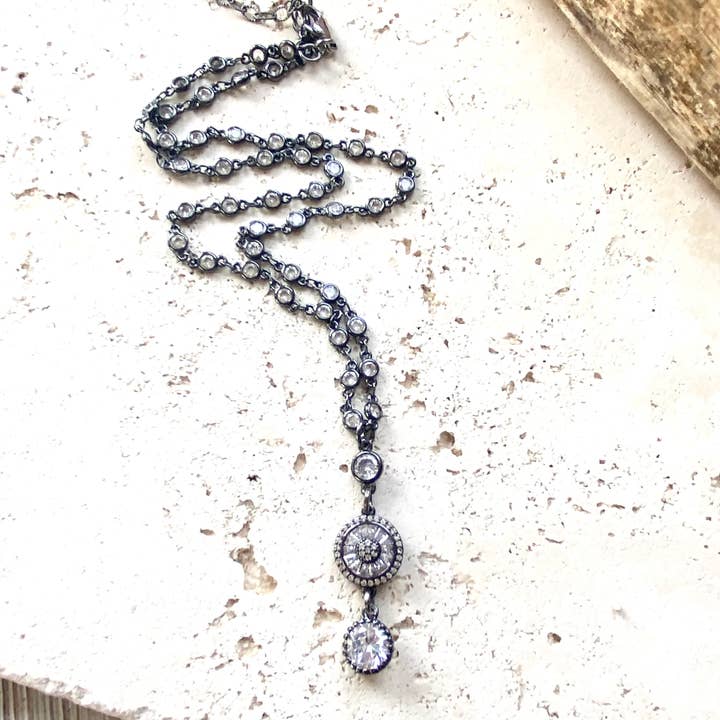 VB&CO Designs Handmade Jewelry - Wholesale Pendant/Charm Necklace - Gunmetal crystal necklace  boutique salon jewelry handmade0