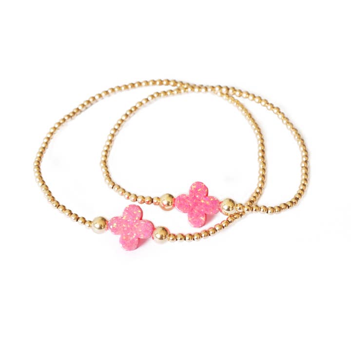 Pink Opal Clover Bead Bracelet for wholesale by Callie Lee ®️