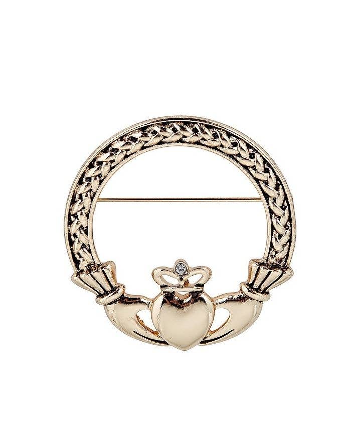 The Irish Jewelry Company - Wholesale Brooch - Woven Gold Claddagh Brooch