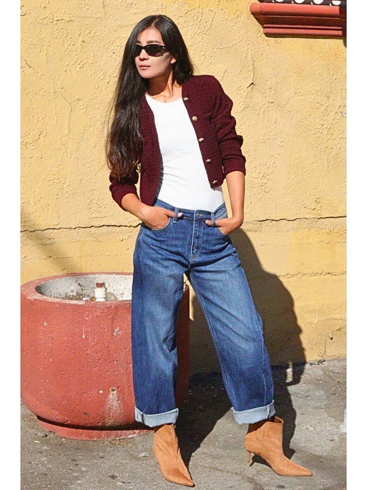 ARTEMIS VINTAGE - Wholesale Jeans - Women's - HIGH RISE RELAXED TAPERED DARK WASH BARREL JEANS
