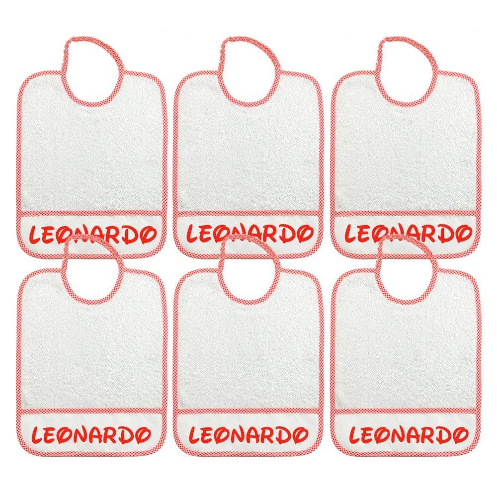 Almatex srl - Wholesale Diaper (Cloth) - Baby - 6 MAXI BIBS 29X36 with ELASTIC personalized with the name you want.5