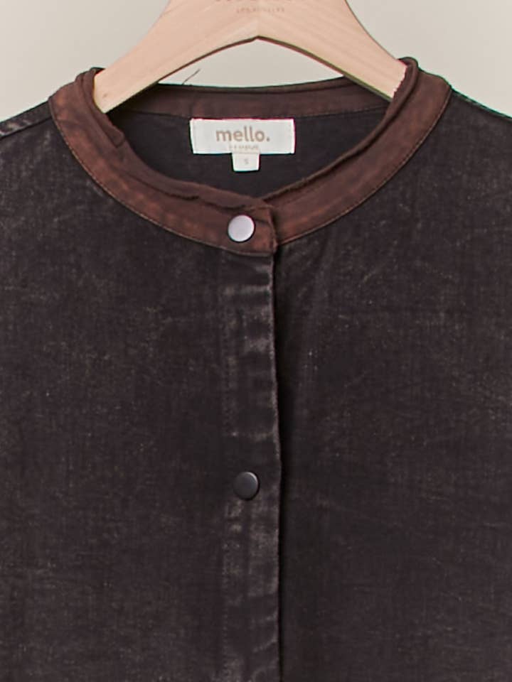 Mello. - Wholesale Shirt Jacket/Shacket - Women's - Mandarin Collar Denim Jacket2