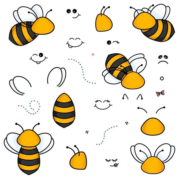 Build-A-Bee - 4x8 Photopolymer Stamp Set for wholesale by Honey Bee Stamps