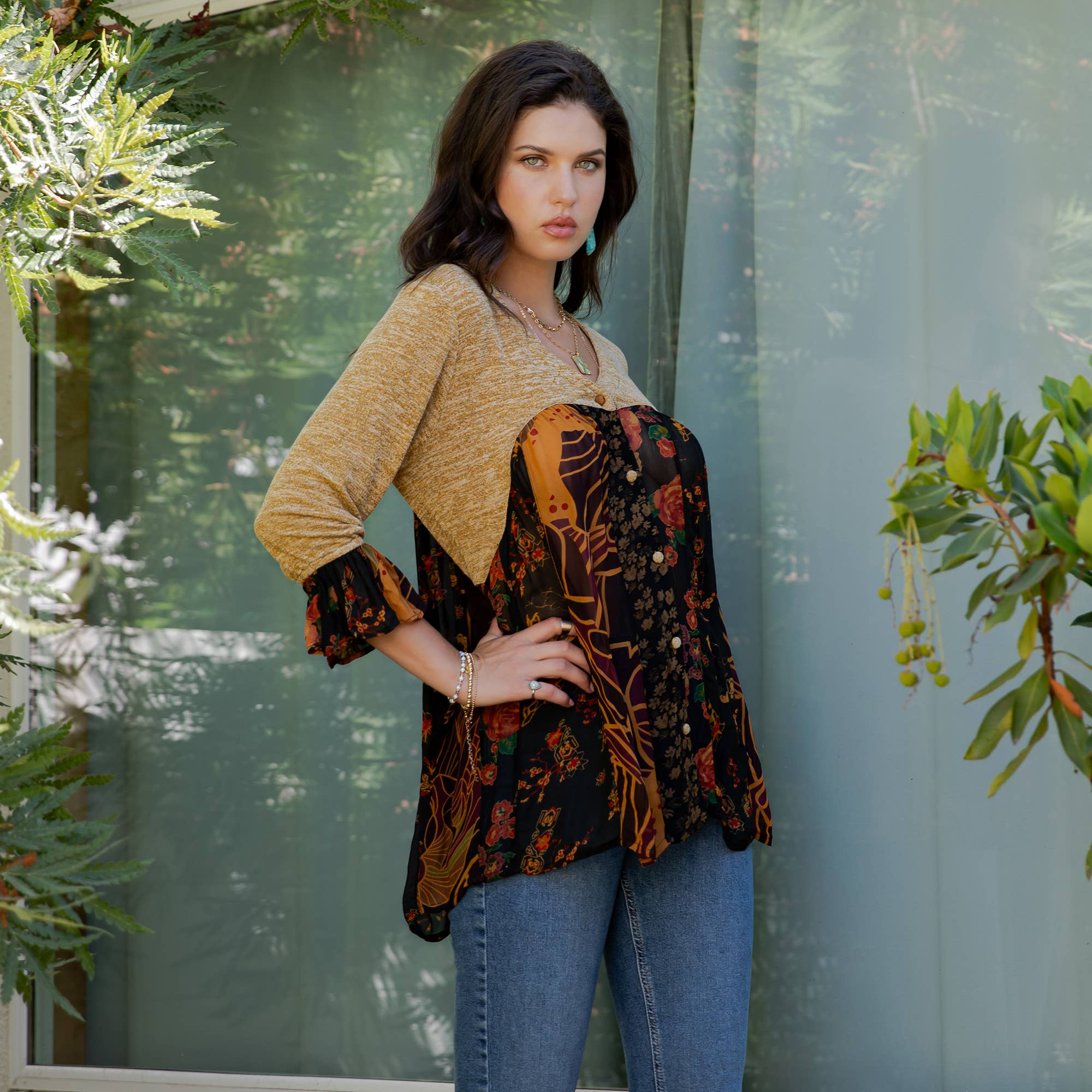 Young Threads - Venta al por mayor Blusa - Mujer - Blusa bohemia adornada estilo western (Color nuevo)8