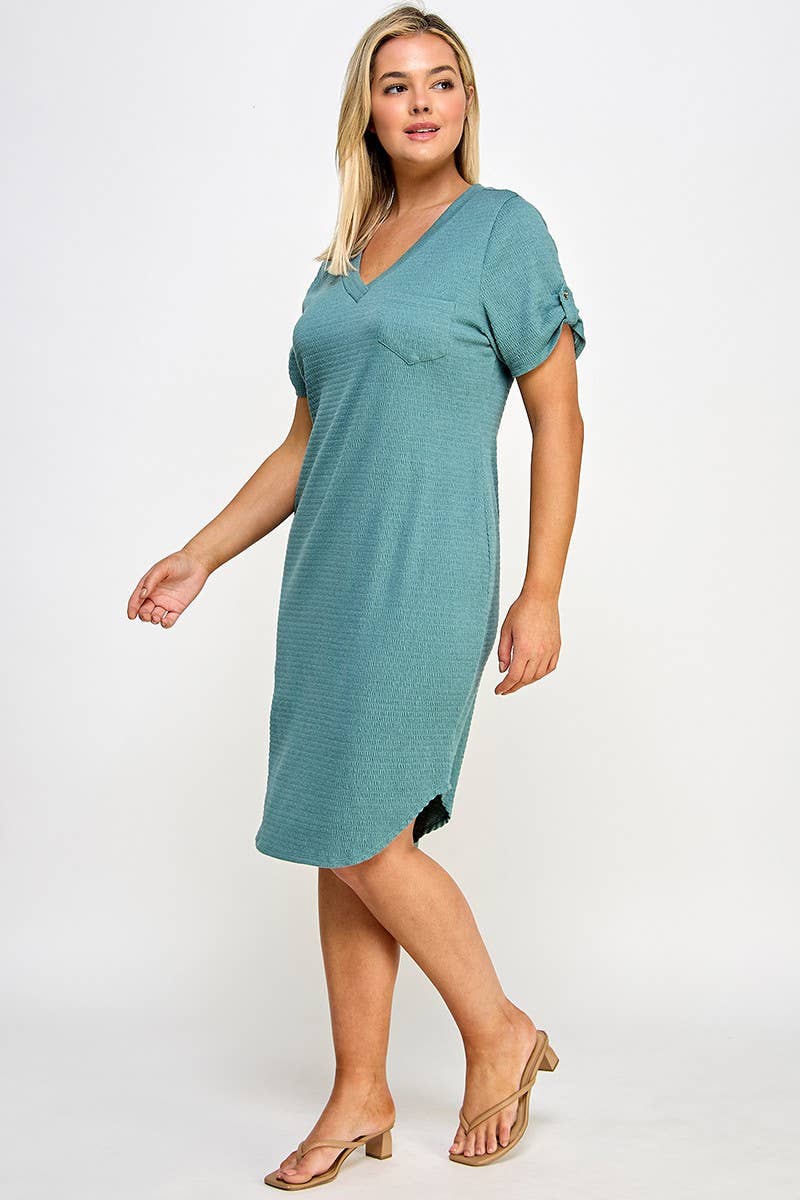 Haute Fox Plus Size & Contemporary – wholesale Klänning - Dam – Plus Size Smocked V-ringad skjortsvansklänning PL2463P-D6