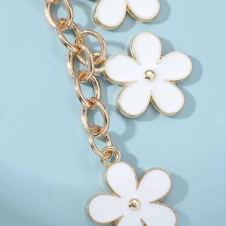 White Cute Flower Shape Ornament Key Buckle for wholesale on Faire