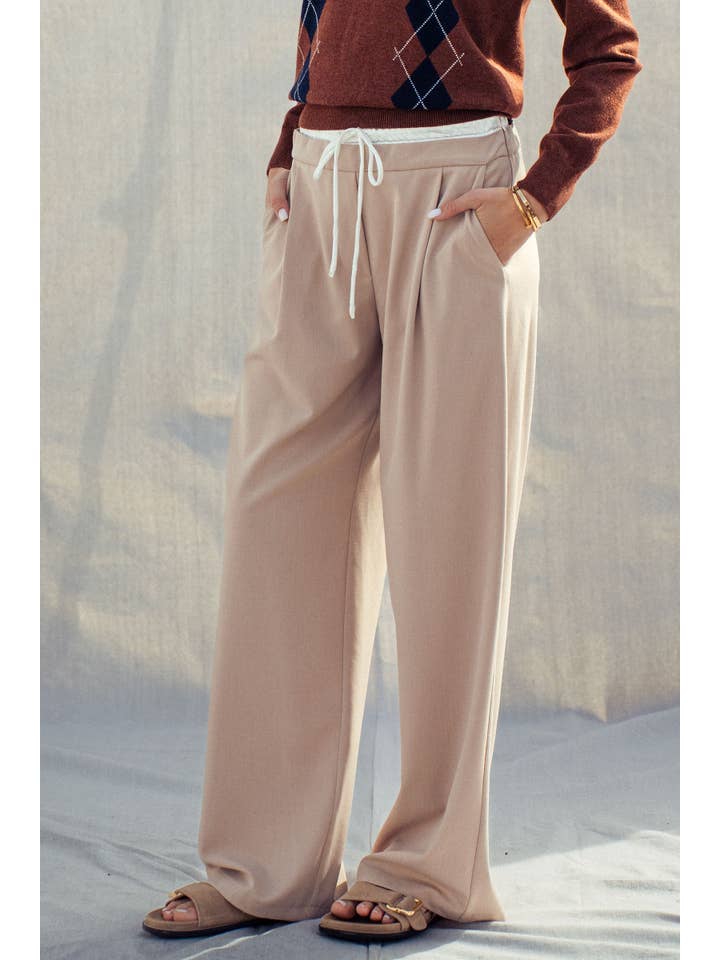 Urban Daizy - Wholesale Pants - Women's - Relaxed Wide-Leg Drawstring Trousers1