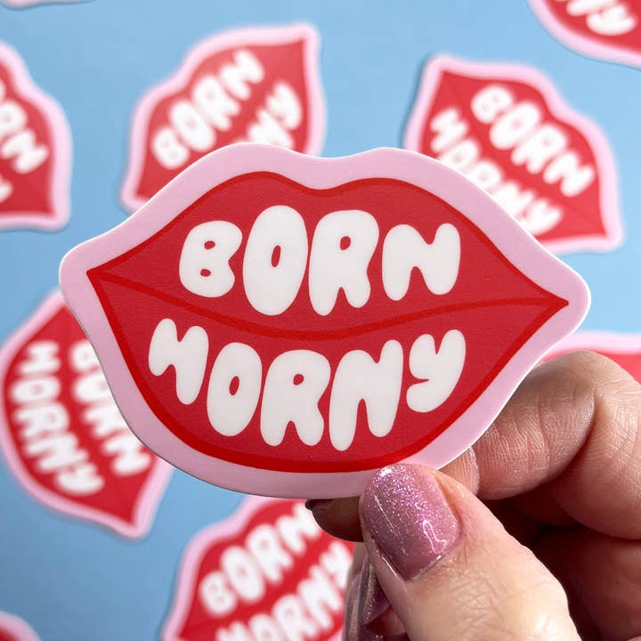 Born Horny Vinyl Sticker - LAST CHANCE STOCKING STUFFER HOLIDAY GIFT for wholesale by Your Gal Kiwi