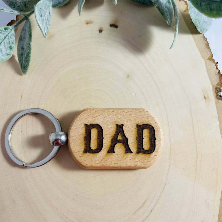 Coastal Chic - Wholesale Keychain - Men's - Dad Engraved Wood Keychain1