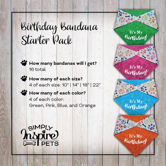 Birthday Pet Bandana Starter Pack for wholesale by Simply Inspire Pets