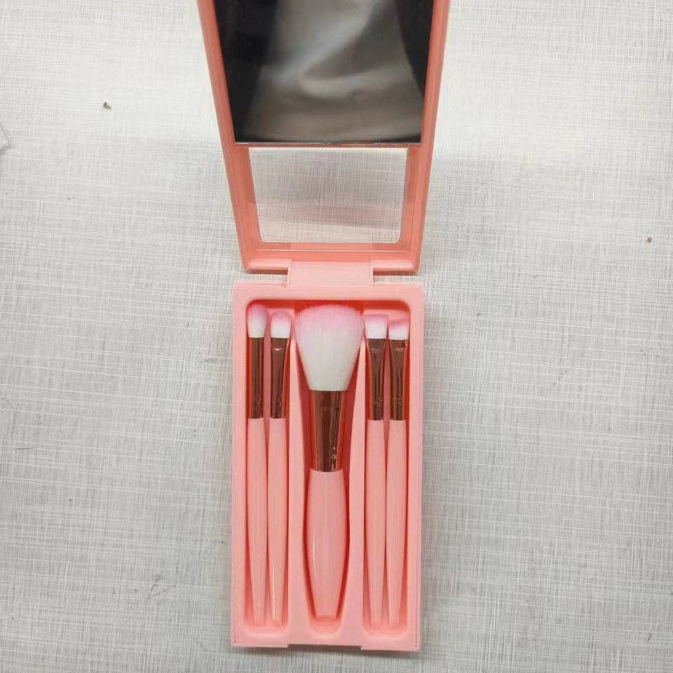 WEST AUSSIE SUPPLIES - Wholesale Make-up brush set - Smoosh - 5-Piece Makeup Brush Set with Mirror, Portable Travel Kit0