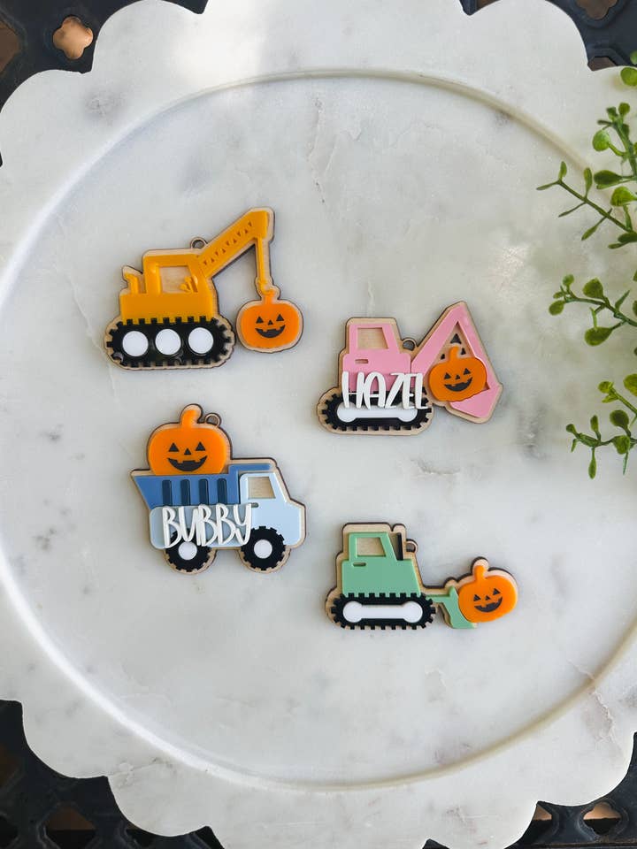 Construction Themed Halloween Boo Basket Custom Nametag for wholesale by Hazel + Bloom Co
