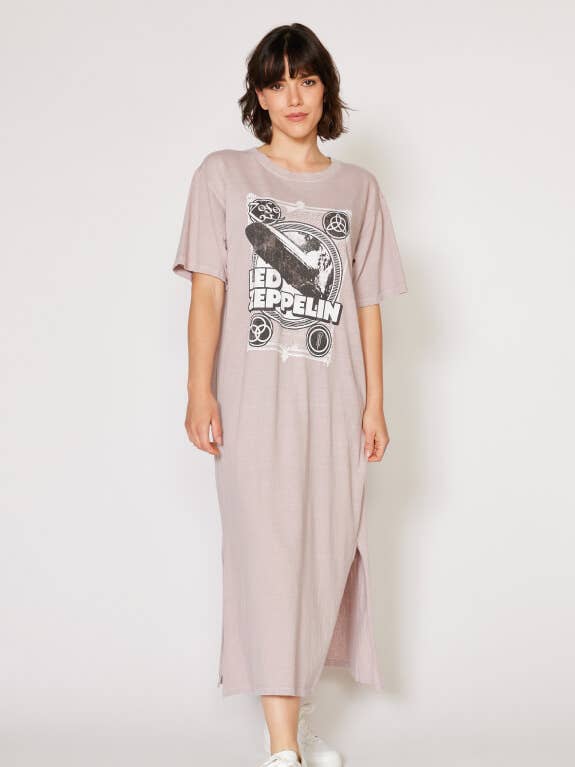 Led Zeppelin Vintage Lavender Dress for wholesale by People Of Leisure