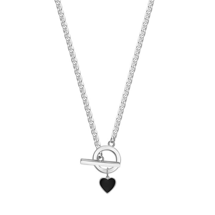 Collier Charme Noir Écrasé Argent pour la vente par Rejected Hearts Club