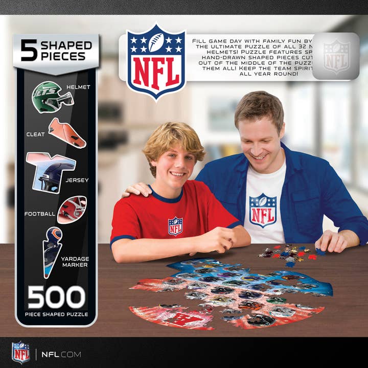 Masterpieces Puzzles - Wholesale Puzzle - Adult - NFL - Teams Helmet 500 Piece Shaped Puzzle