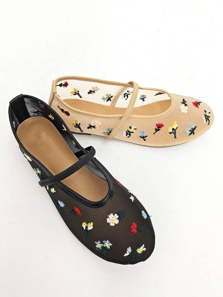 SF4089 MESH UPPER FLOWER EMBROIDERY FLAT for wholesale by CCOCCI