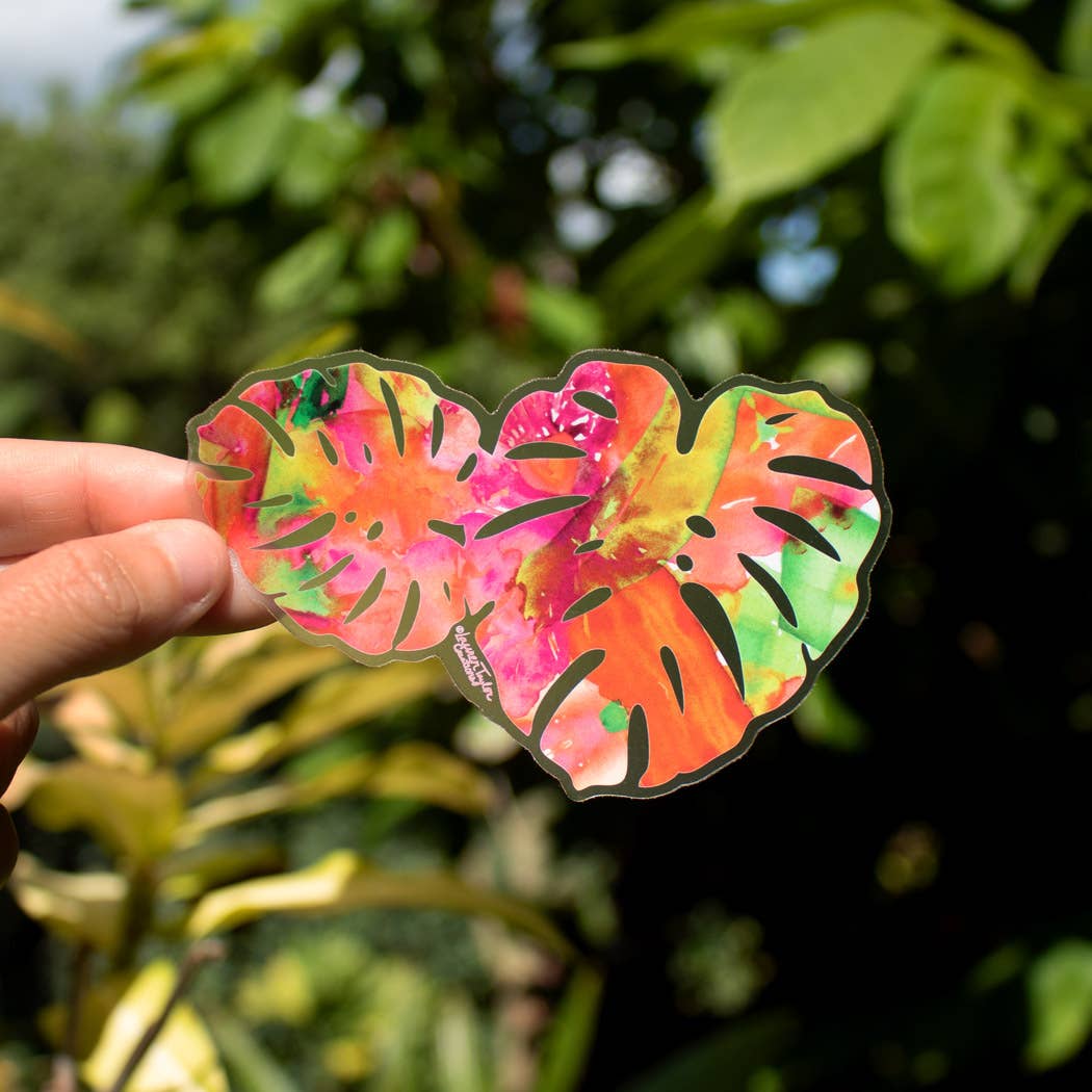 Lauren Taylor Creations - Wholesale Sticker - MONSTERA CLEAR STICKER - SMALL