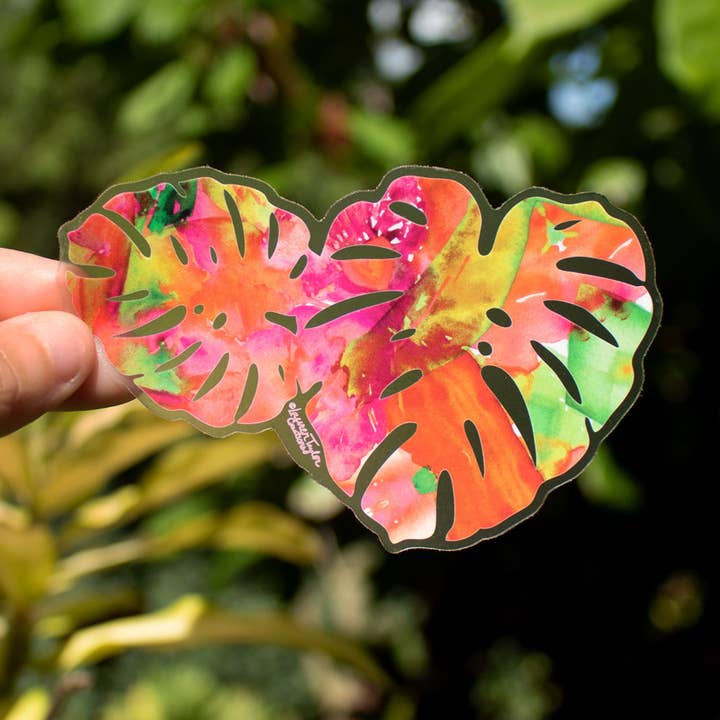 Lauren Taylor Creations - Wholesale Sticker - MONSTERA CLEAR STICKER - SMALL0