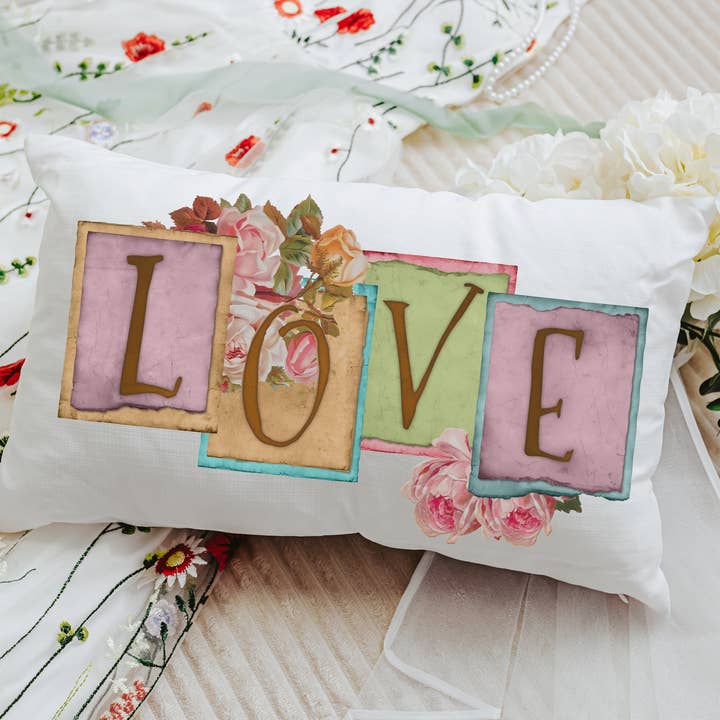 Vintage inspired love pillow cover for wholesale by Capable By Design