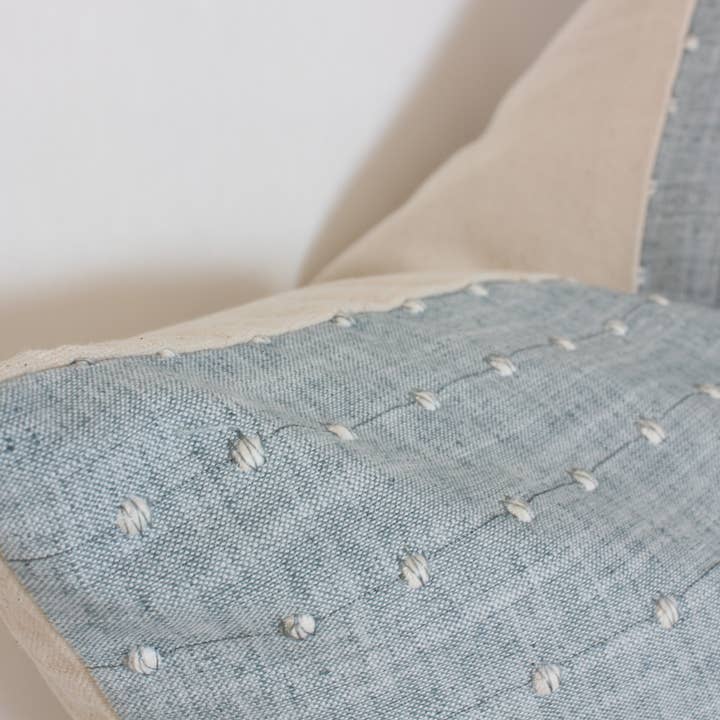 Textileish - Wholesale Throw Pillow Cover - Designer Light Blue Pillow Cover, Blue Dot Textured Pillow
