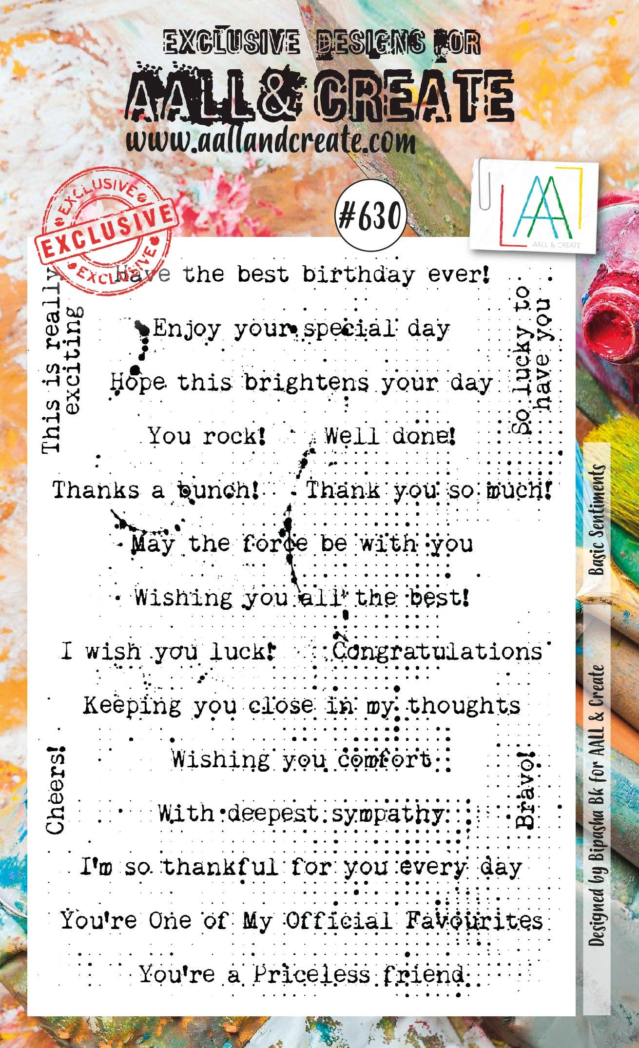 AALL AND CREATE - Wholesale Rubber/Decorative Stamp - Basic Sentiments - A6 Clear Stamp Set #6300