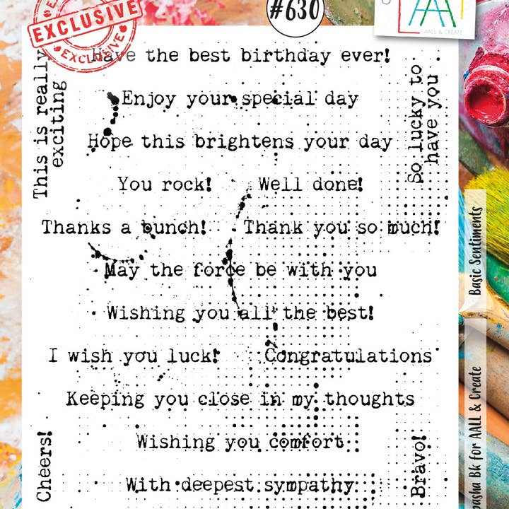 AALL AND CREATE - Wholesale Rubber/Decorative Stamp - Basic Sentiments - A6 Clear Stamp Set #630