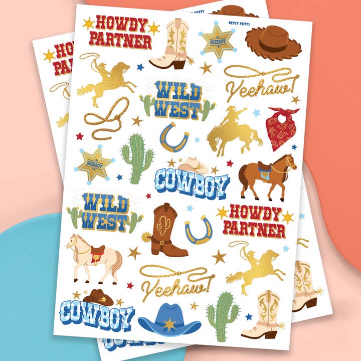 Petit Fetti - Wholesale Temporary Tattoo - Kids - Wild Wild West Tats - 52 foil temporary tattoos3