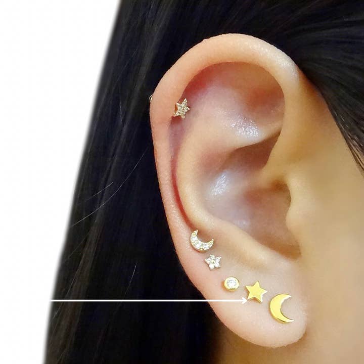KIKICHIC - Wholesale Stud/Post Earrings - Star Screw Flat Back Cartilage Earrings