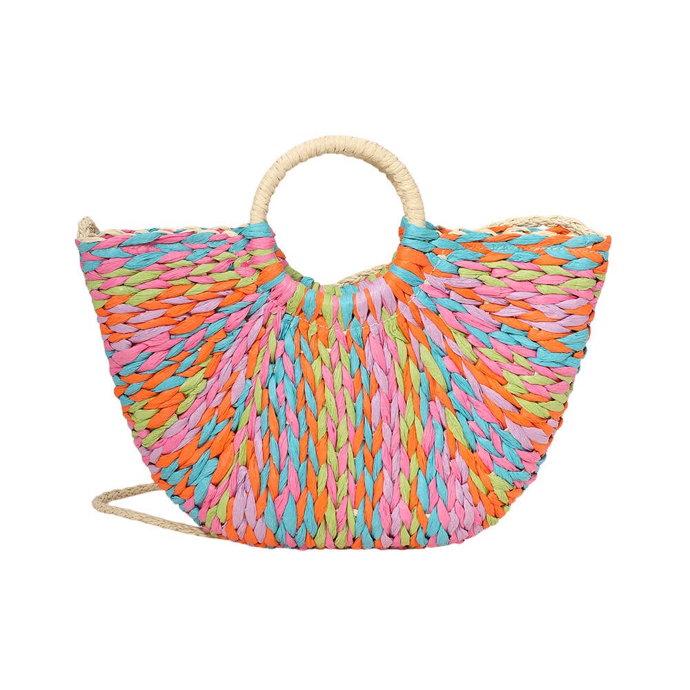 Sensibling Corp. - Venta al por mayor Bolso con asas - Mujer - Bolso de Mano de Yute con Asa Redonda de Tejido Multicolor / Bolso de Mano7