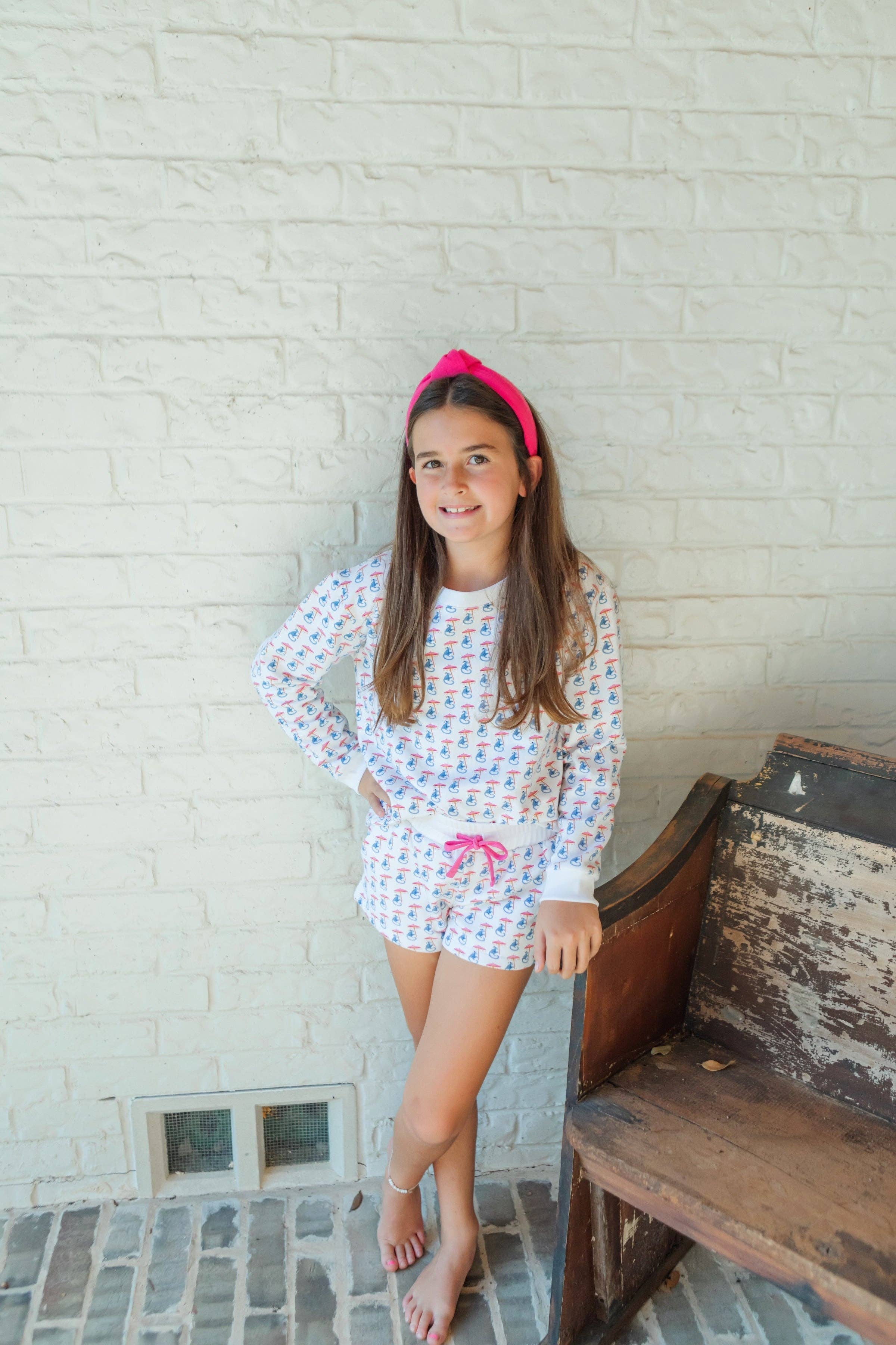 Lila + Hayes – Großhandel Top- & Shorts-Set – Kinder – Stella Mädchen Baumwoll-Sweatshirt-Shorts-Set - Majestic Monkey3