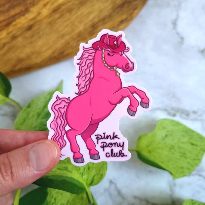 Pink Pony Club vinylklistermærke, 3x2,3" for engroshandel hos Chez Louie Designs