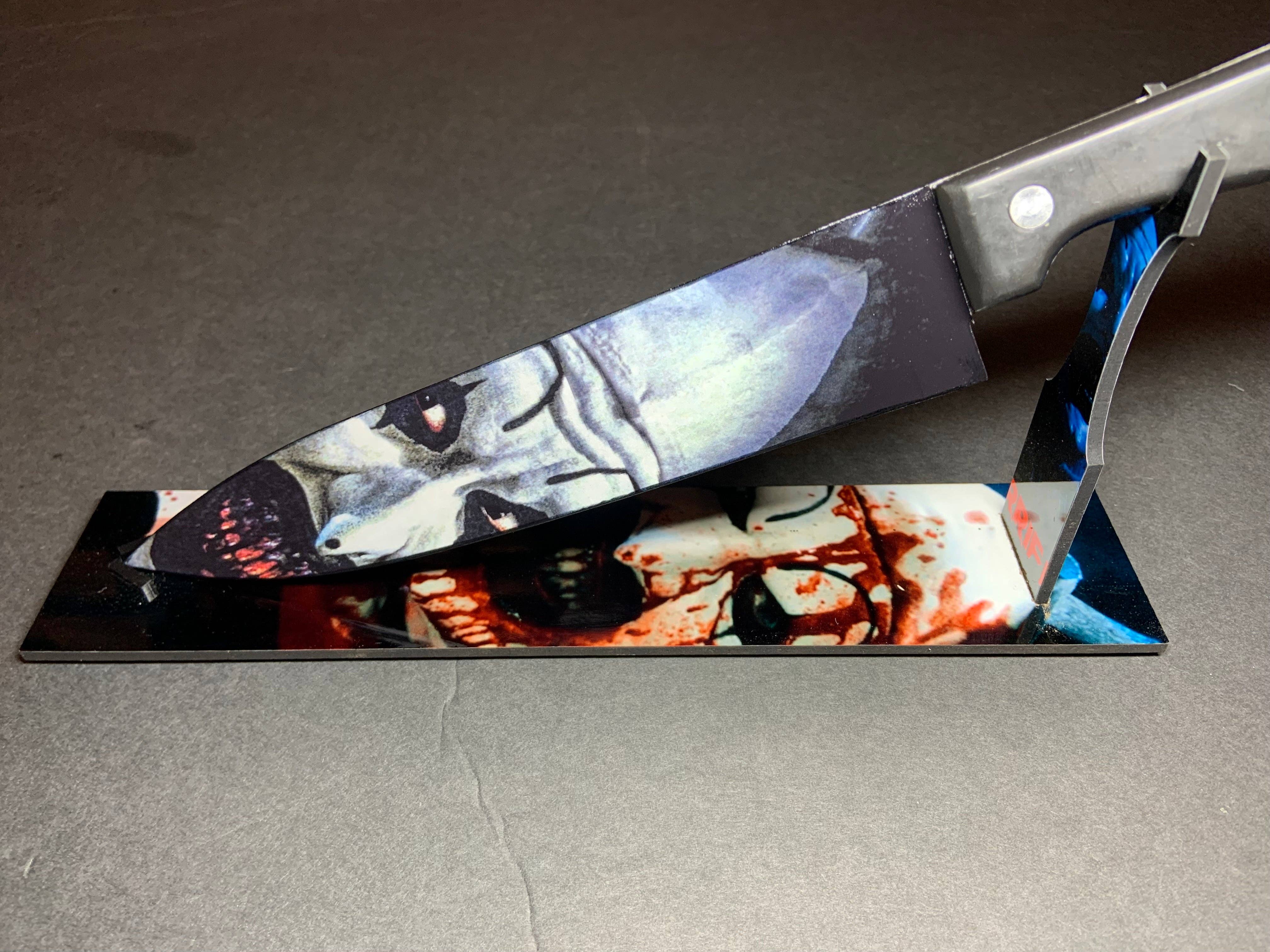 Dead Dave Designs - Wholesale Kitchen/Utility Knife - Terrifier Art the Clown Kitchen Knife With/Without Sublimated Stand4