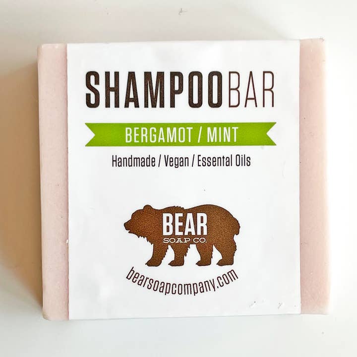 Bergamot/ Mint Shampoo Bar for wholesale by Bear Soap Company