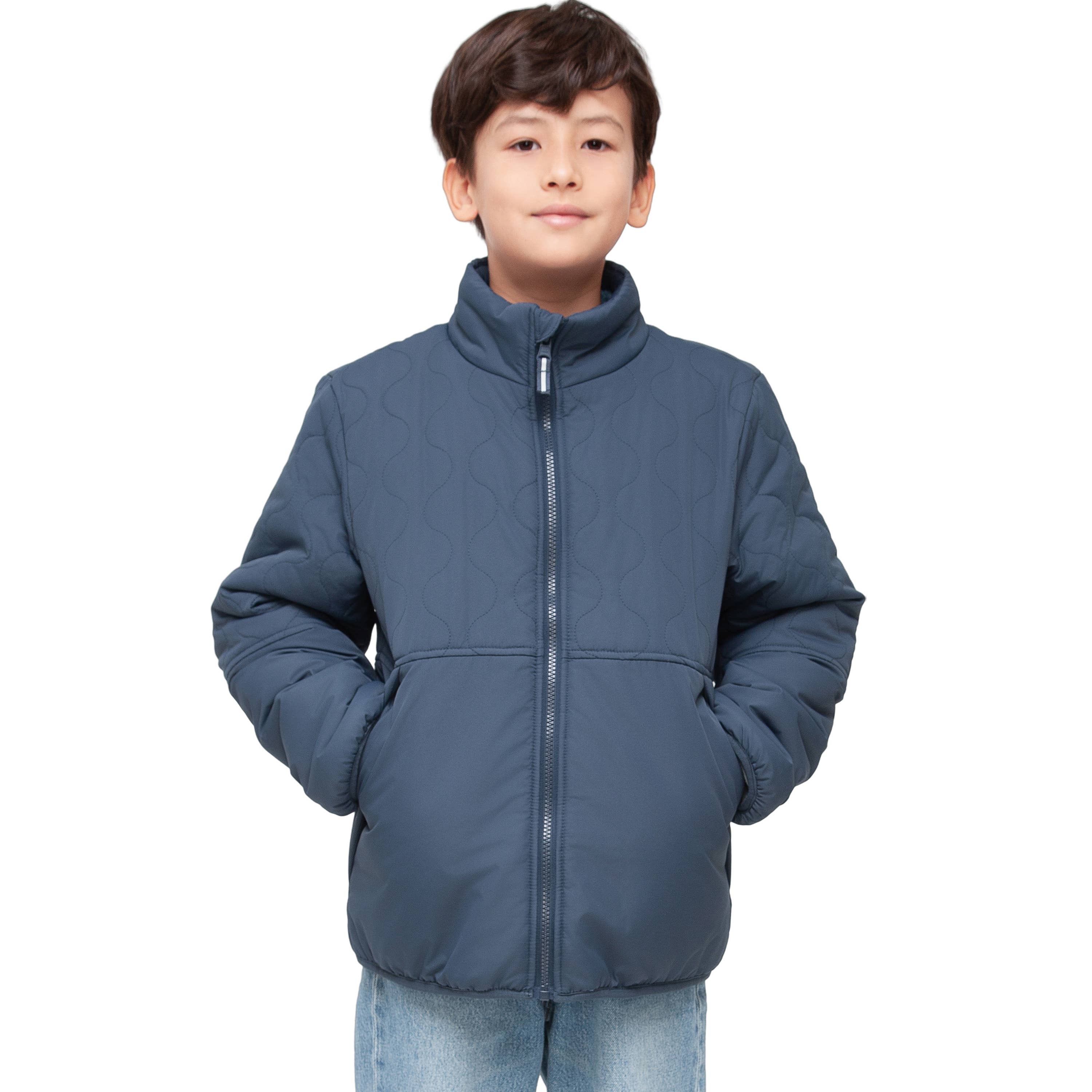 Rokka & Rolla - Wholesale Puffer Jacket - Kids - Boys' Reversible Quilted Jacket Fleece Puffer Coat28