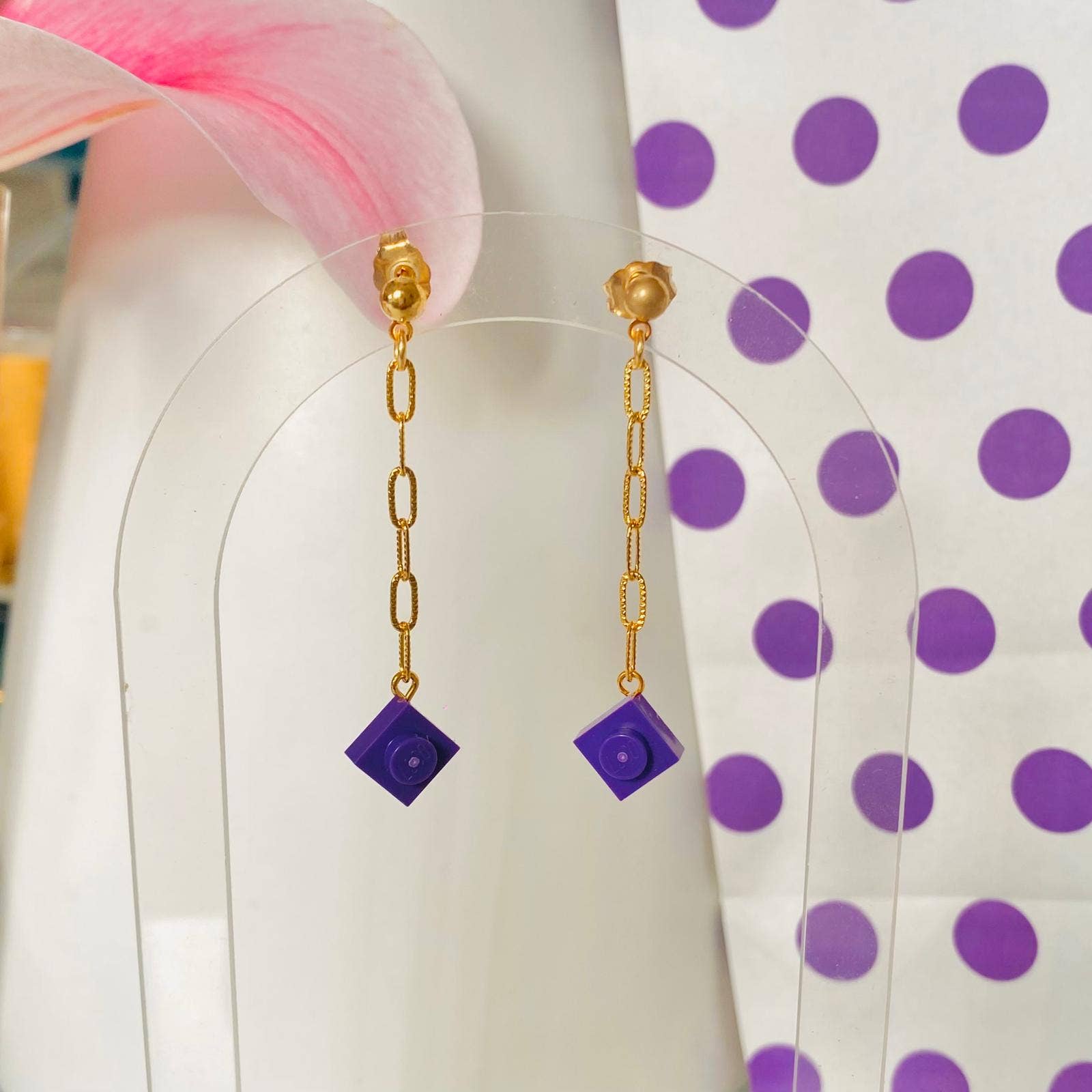 Brique d'Oreille – wholesale Hängande örhängen – Hängande örhängen kedja & Lego®-kloss - Les Virevolteuses8