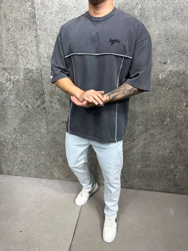 SERNES - Wholesale T-Shirt - Men's - Oversized T-Shirt - 0708 - YP AJ6327 Anthracite