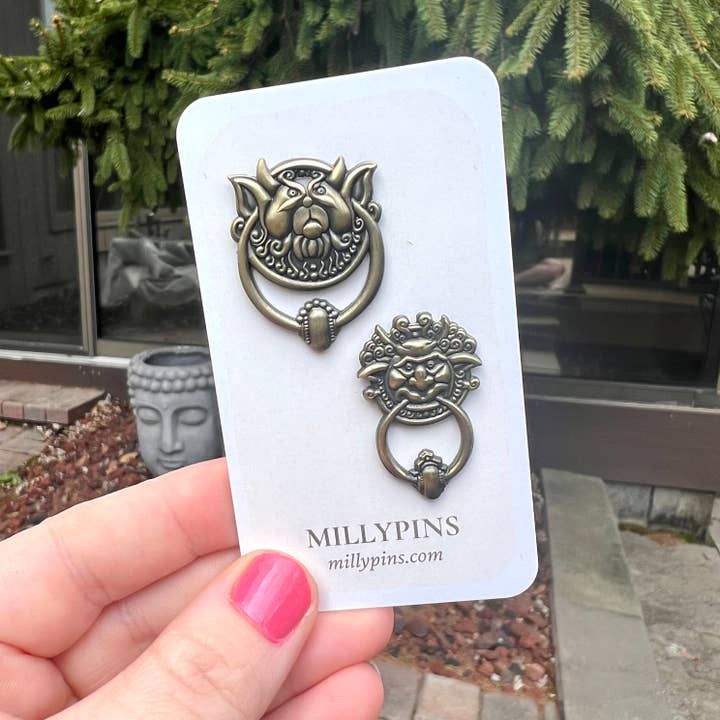 Millypins - Wholesale Lapel Pin/Button - “Labyrinth” Door Knockers 3D Pins - David Bowie Jim Henson