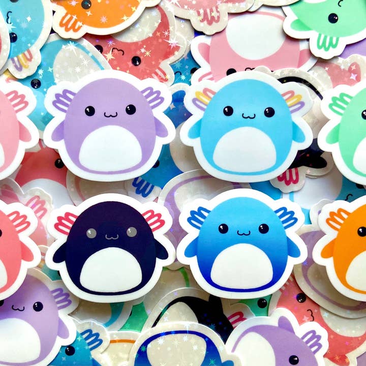 Hollandaize Art - Wholesale Sticker - Mini Axolotl Squishmallow Sparkle Stickers