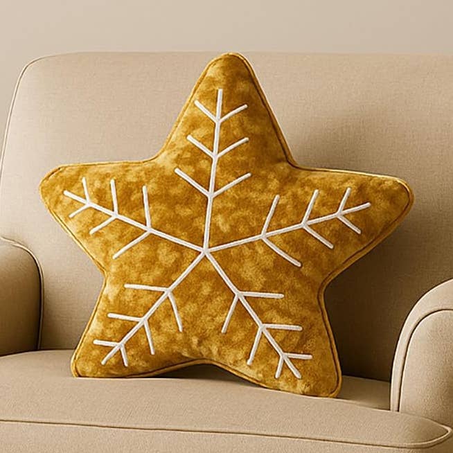 Gold Velvet Holiday Star Filled 18" Throw Pillow for wholesale by Fennco Styles