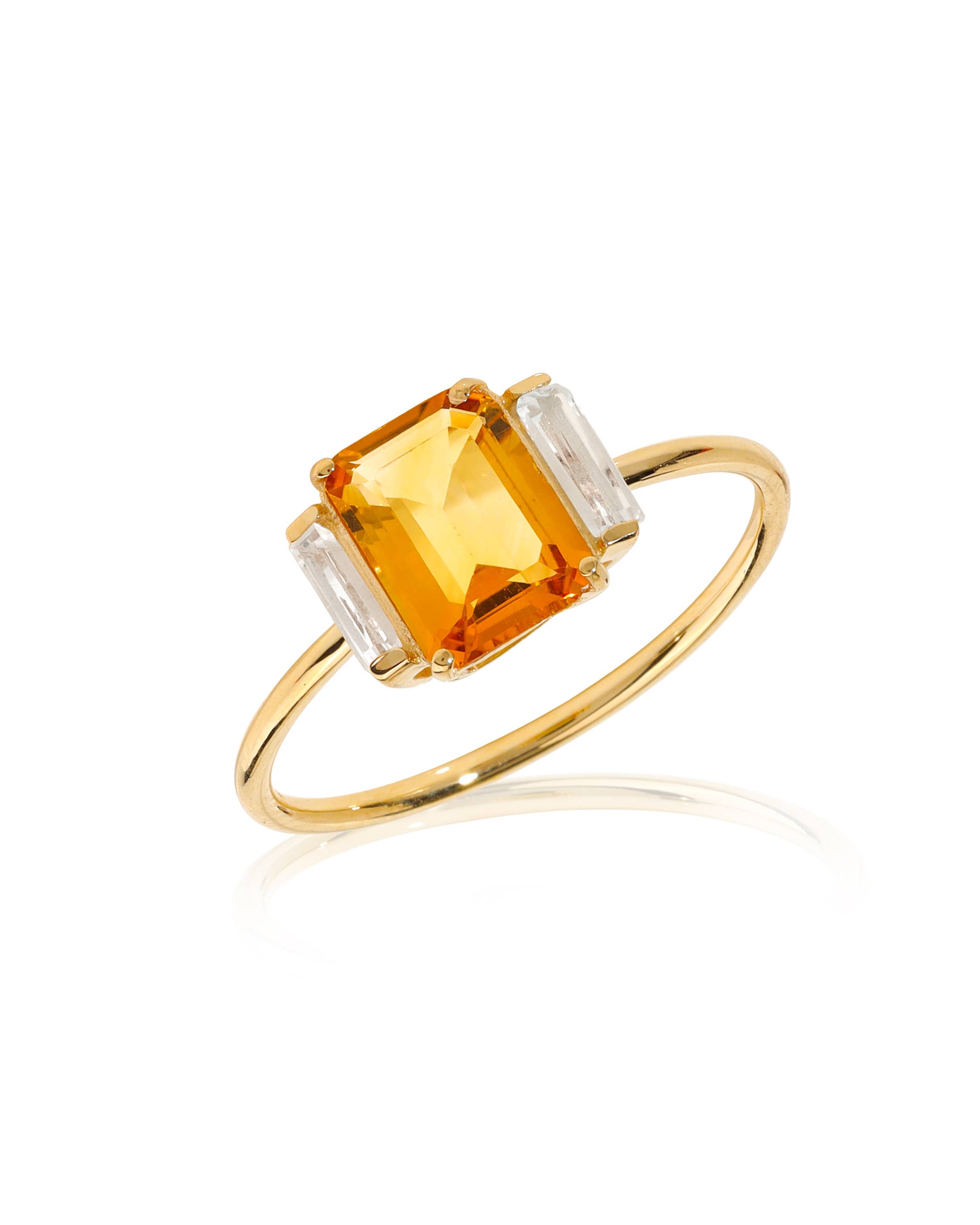 Tiramisu - Wholesale Single Stone/Solitaire Ring - 14K Yellow Gold Citrine Solitaire Horizon Ring0