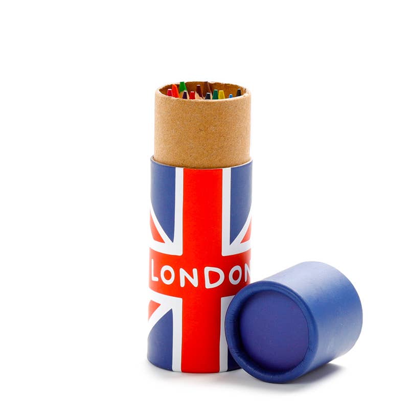 Puckator Ltd – wholesale Coloured pencil – Union Jack Pencil Pot with 12 Colouring Pencils2
