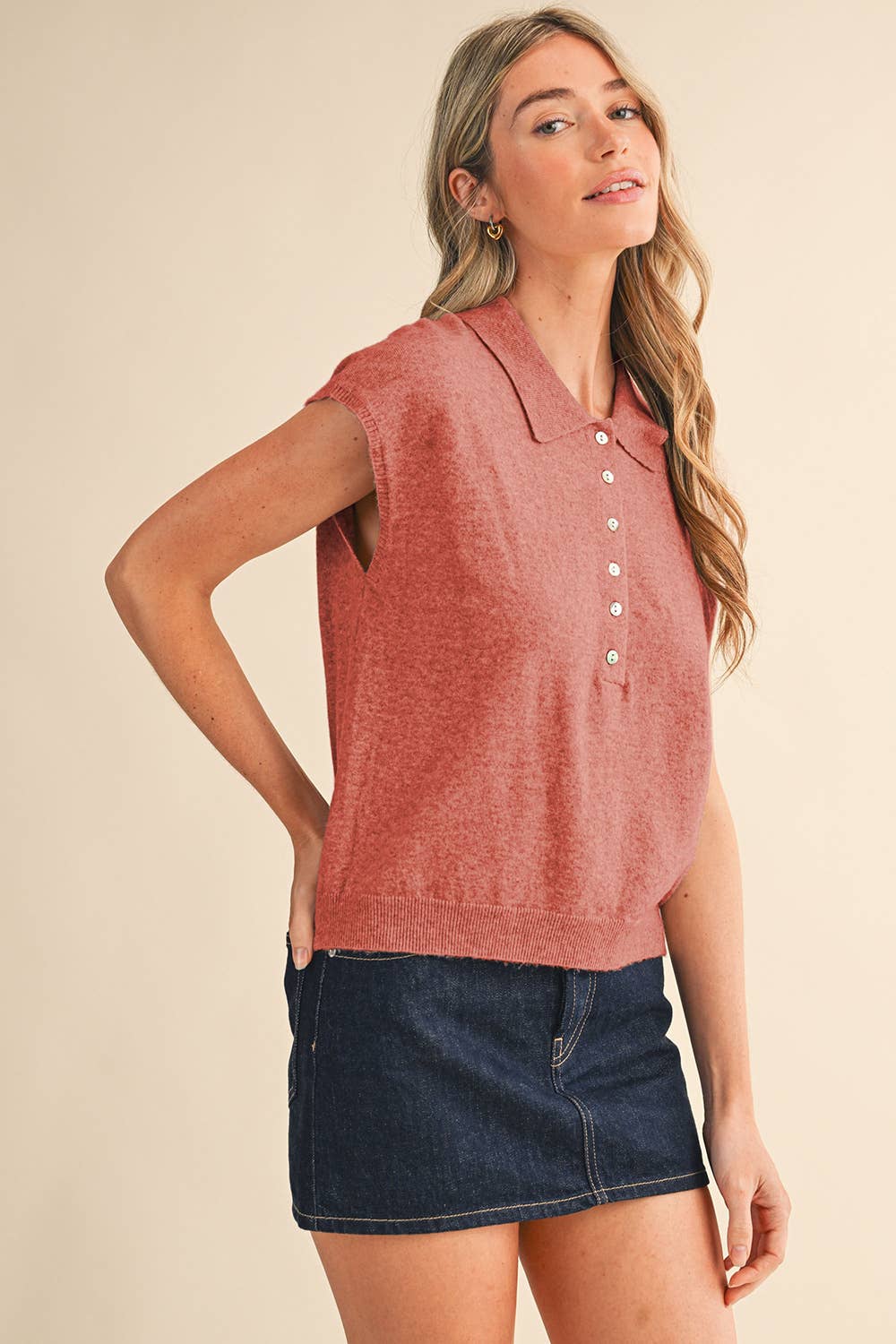 &MERCI – wholesale Tröjväst – Dam – ÄRMLÖS TRÖJA MED KRAGE MSW1123141