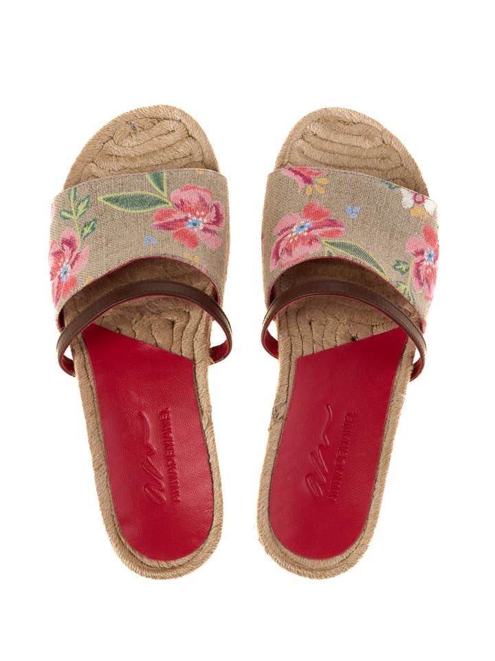 Bruin en veelkleurig Leto Bio flossandal van natuurlijk linnen 127 voor groothandel op Faire3