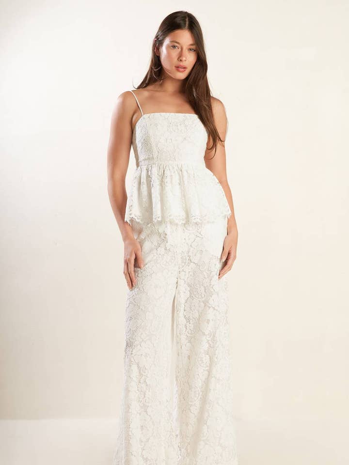 White A woven lace top - FT1492 for wholesale on Faire